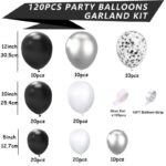 120 styk ballong garland arch kit med konfetti - Svart og sølv