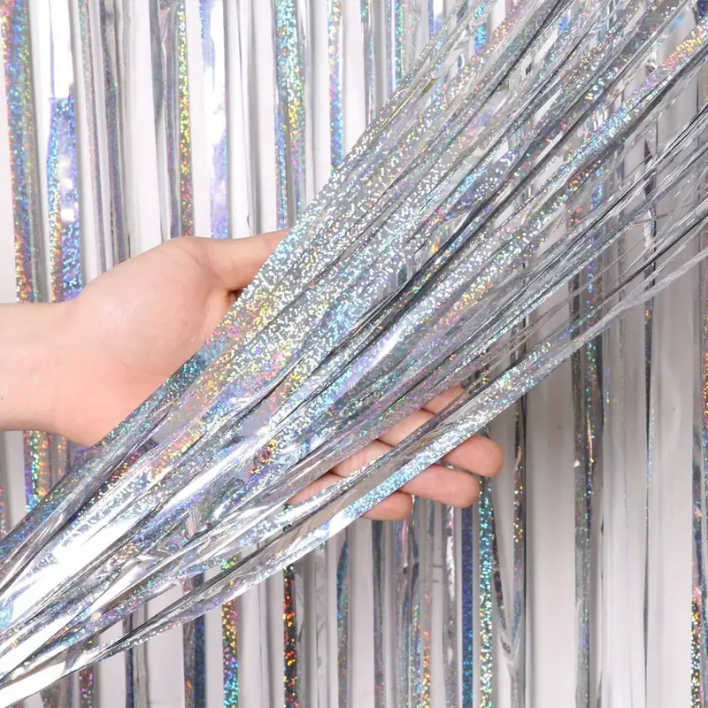 Sølv glitter - Frynsegardin Bakgrunn - 2x1m Sølv glitter - Frynsegardin Bakgrunn - 2x1m