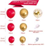 120 styk ballong garland arch kit med konfetti - Rød og gull