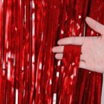 Rød glitter - Frynsegardin Bakgrunn - 2x1m